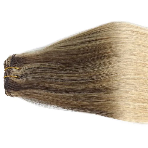 Miniatura 5 de Extensiones de cabello humano con pinzas, 12 pulgadas, extensiones de cabello humano real con pinzas, 2.47 onzas, 5 unidades, color marrón dorado a