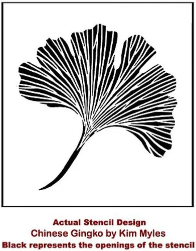 Miniatura 3 de Cutting Edge Stencils Plantilla de pared de ginkgo chino, plantilla de pintura floral reutilizable para paredes, pisos y muebles, cambio de imagen