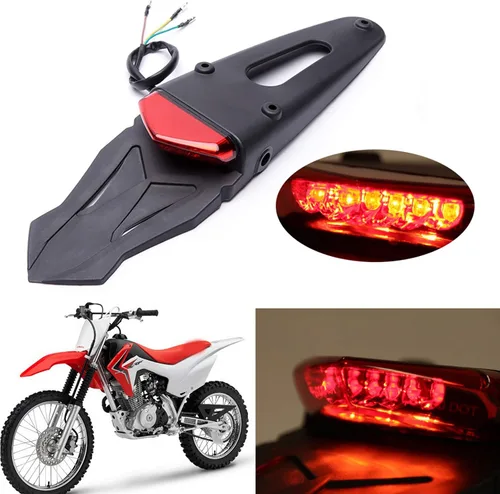 Luz trasera LED roja de montaje en guardabarros trasero, lámpara de freno, señales de giro, luz de placa de matrícula para motocicleta todoterreno