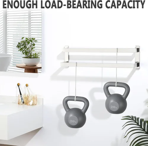 Miniatura 6 de Alise Barras de Toallas Dobles de 16 Pulgadas para Montar en Pared de Baño, Toallero de Doble Barra para Lavabo de Baño, Barra de Toallas de Acero