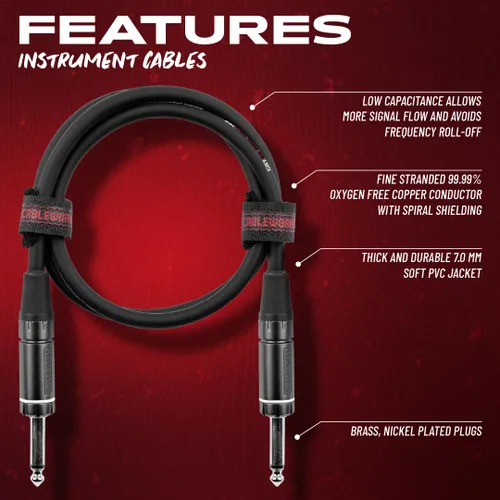 Miniatura 2 de Cableworks by Gator Cases Composer Series Deluxe 3 pies recto a recto cable para instrumentos de guitarra (GCWC-INS-03)
