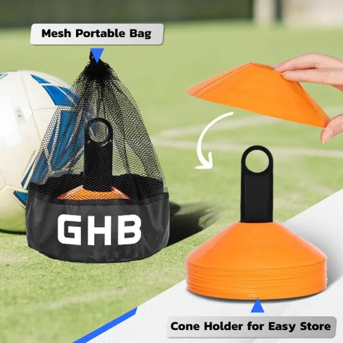 Miniatura 3 de GHB Conos de fútbol 25/50/100 paquete Discos de fútbol deportivos Conos de entrenamiento Marcadores de campo Conos de agilidad para tráfico, 25