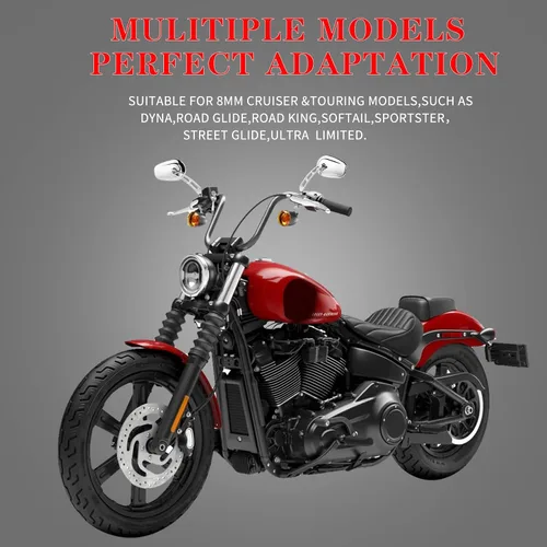Miniatura 3 de Espejos retrovisores cromados de 8mm para Touring Road Glide FLTRX Electra Glide FLHT Road King FLHR Street Glide FLHX Sportster Dyna Softail Cromo