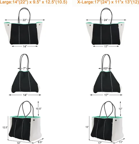 Miniatura 5 de QOGiR Bolsa de playa multiusos de neopreno con bolsillo interior con cierre de cremallera