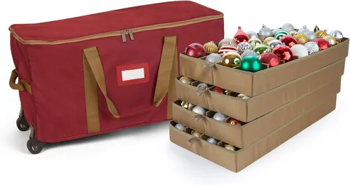 Miniatura 55 de Covermates Keepsakes Bolsa de almacenamiento ajustable para adornos, poliéster resistente, separadores acolchados y bandejas FlexGrid, organizador