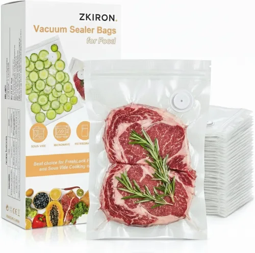 Miniatura 10 de ZKIRON Bolsas reutilizables selladoras al vacío para alimentos, paquete de 20 – Bolsas de almacenamiento de alimentos extra grandes, sin BPA, doble