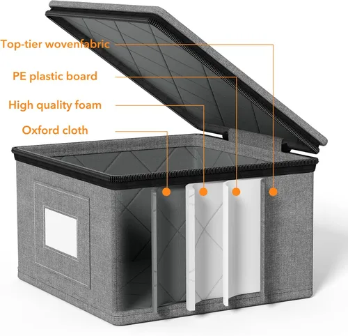 Miniatura 5 de SpaceAid Contenedores de Almacenamiento para Vajilla Paquete de 6, Estuches Rígidos Acolchados Apilables con Separadores de Platos Suaves, Cajas