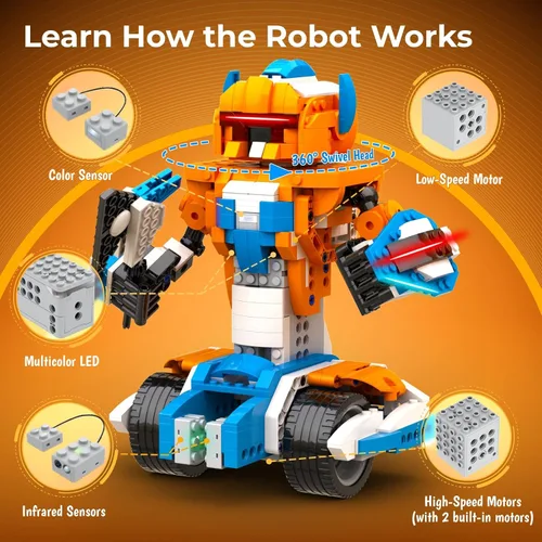 Miniatura 4 de Apitor Kit de Construcción de Robot X, 12 en 1 Programable con Aplicación, Control Remoto APP, Vehículo RC, Conjunto de Codificación de Robótica