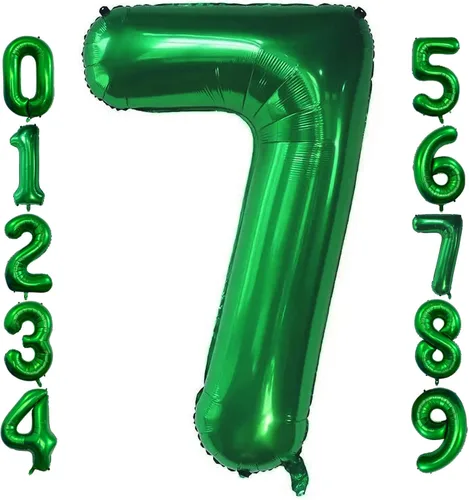 Miniatura 13 de Globo de 40 pulgadas color verde oscuro número 4 gigante, de papel de aluminio de Mylar gigante, globos de helio verde oscuro para fiestas