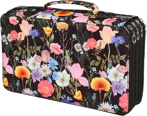 Estuche organizador portátil de colores con ranura para 300 lápices con patrón de impresión para lápices de acuarela, lápices de colores