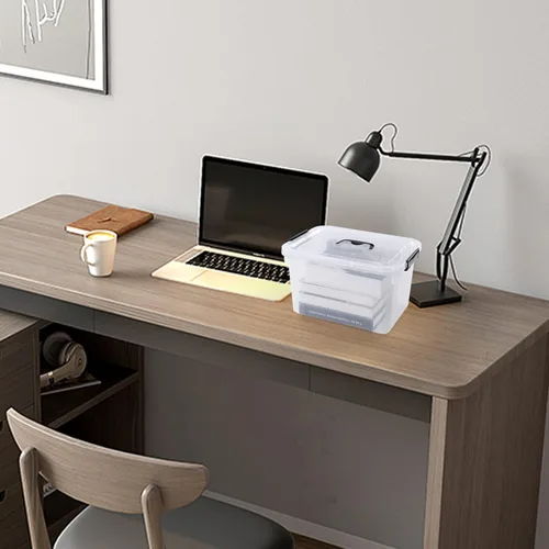 Miniatura 5 de Paquete de 4 cajas de almacenamiento de 10.5 cuartos de galón con tapa, contenedor de plástico para almacenamiento Clear BPA-free plastic, secure