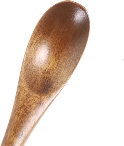 Miniatura 6 de Operitacx 4 cucharas de madera, cucharas de mezcla de madera de mango largo a granel, cucharas de té largas para cuchara de miel, mezcla, agitar