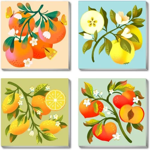 Miniatura 13 de Canrichshop Paquete de 4 Bola de Discoteca DIY Pintar por Números para Principiantes, Pintura al Óleo de Frutas Kits de Pintar por Números