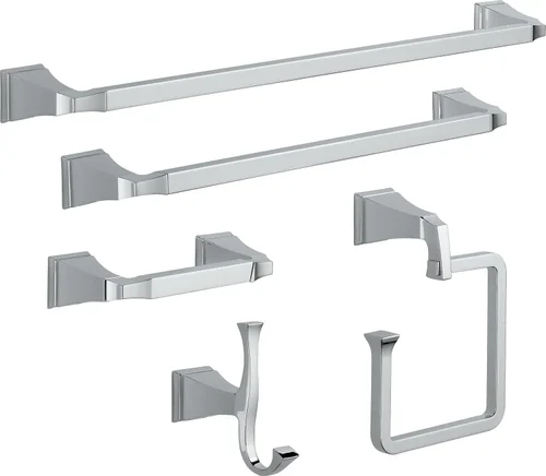Miniatura 2 de Delta Dryden 75150 - Portarrollos de papel higiénico cromado pulido para organización y almacenamiento de papel higiénico, soporte giratorio
