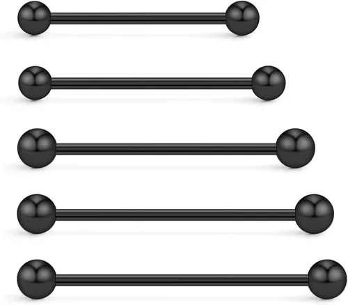 Miniatura 3 de Ruifan 5 aretes industriales para cartílago de barra de calibre 14, joyería de piercing corporal de 1.102 in, 1.260 in, 1.378 in, 1.496 in, 1.575 in