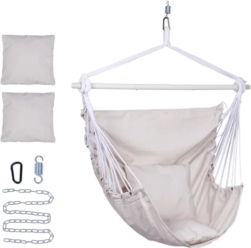Miniatura 11 de Backyard Expressions Silla Hamaca Colgante con Cojines y Kit para Colgar – Capacidad de 500 lb, Tela de Mezcla de Algodón, para Uso