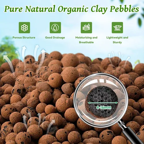 Miniatura 2 de Riare Guijarros de Arcilla Expandida Orgánica de 14 LBS para Plantas - Bolas de Leca Natural de 4mm-16mm Agregado Ligero de Guijarros de Arcilla