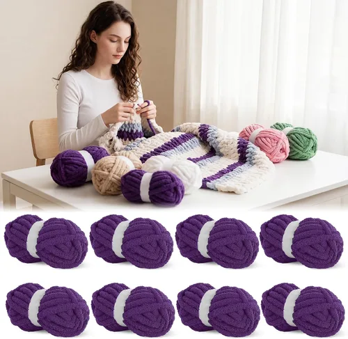 BALAPET Hilo grueso para tejer a mano, hilo de felpa gruesa súper suave para manta y tejer bricolaje, hilo voluminoso jumbo esponjoso, apto para