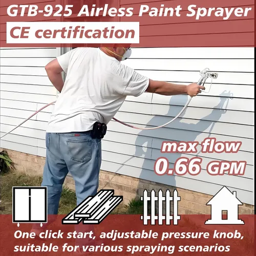 Miniatura 4 de Kit de pulverizador de pintura sin aire 925, máquina de pintura sin aire de alta eficiencia con extensión de 19.68", puntas 515, 517, 519