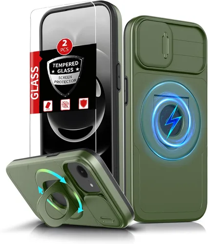 Miniatura 53 de Funda magnética para iPhone 11 Pro compatible con carga inalámbrica MagSafe, con 2 protectores de pantalla, anillo kickstand de 360° integrado +