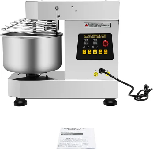 Miniatura 4 de Mezclador de masa comercial de 10L, mezclador de pie de 750 W con cuenco de acero inoxidable, máquina de amasado de masa giratoria doble, licuadora