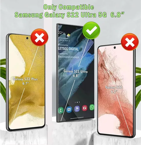 Miniatura 2 de YmhxcY Funda para Galaxy S22 Ultra para Galaxy S22 Ultra con protector de pantalla curvado 3D, funda de grado armadura con soporte giratorio