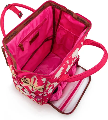 Miniatura 3 de Mochila para pañales Montana West Wrangler Callie con correas para cochecito, patrón occidental, multifunción, bolsa de viaje para bebé Tt-rosa