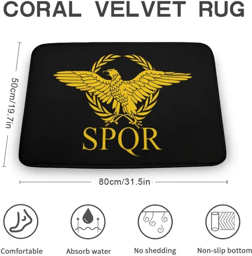 Miniatura 3 de Alfombra de baño gruesa con bandera del Imperio Romano del Senado SPQR, antideslizante, tapete de baño de terciopelo coral para puerta, 19.7 x 31.5