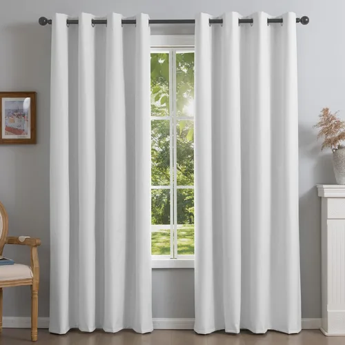 Miniatura 9 de NFPA701 Cortinas estándar ignífugas sin flúor de 63 pulgadas, 2 paneles, cortinas 100% opacas para dormitorio, sala de estar, cortina