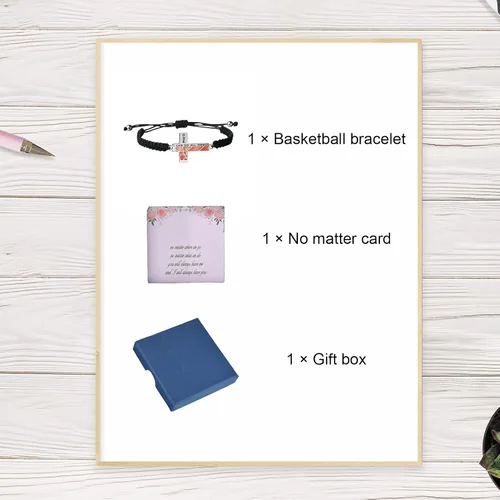 Miniatura 2 de Pulsera con cruz de baloncesto "I CAN DO ALL THINGS", pulsera de fútbol de acero inoxidable, hecha a mano, regalos de regreso a clases, joyería