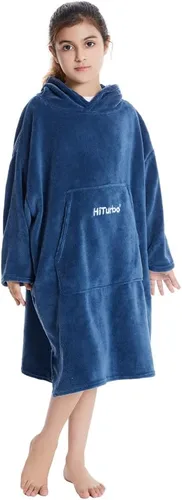 Miniatura 5 de Hiturbo Bata de Cambio para Niños: Manta Suave y Acolchada Portátil - Sudadera Cálida de Forro Polar Coral - Poncho para Nadar y Surfear para Niños