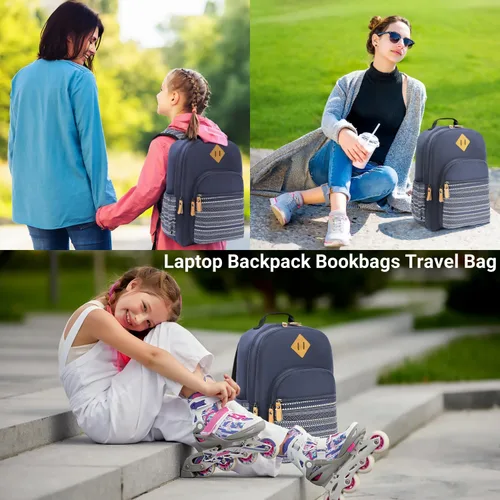 Miniatura 87 de Leaper Mochila para laptop para mujer: linda mochila floral para escuela, universidad, viajes, trabajo, mochila ligera para niños, Negro margarita