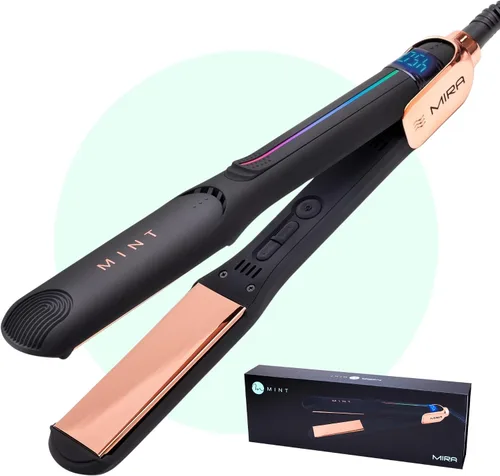 Professional Series MIRA - Plancha plana de titanio para cabello grueso y fino, potente alisador de una sola pasada, alisador y rizador en uno,