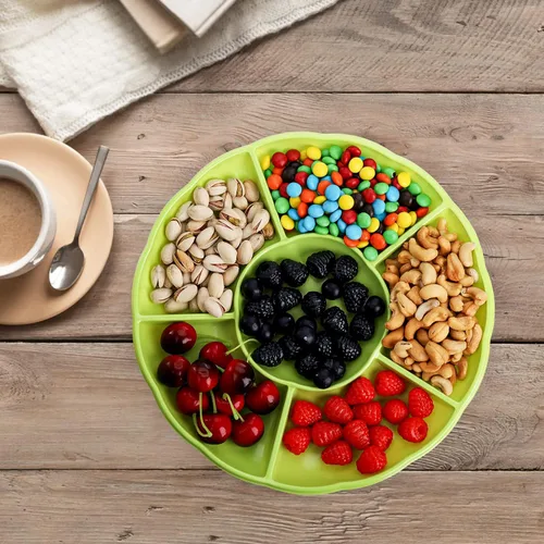 Miniatura 9 de Frcctre Paquete de 20 platos desechables de plástico para servir aperitivos, 12 pulgadas, 6 seccionales divididos para aperitivos, nueces, dulces