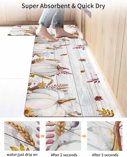 Miniatura 4 de Tapete de baño de calabaza blanca para bañera, antideslizante, de secado rápido y absorbente, de tierra de diatomeas, para fregadero de cocina