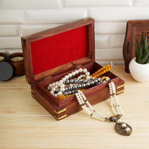 Miniatura 6 de Ajuny Joyero de madera hecho a mano para mujer, tallado a mano, organizador de viaje de almacenamiento de recuerdos, organizador de viaje