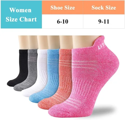 Miniatura 2 de calcetines tobilleros para mujer, 6 pares de calcetines deportivos con suela acolchada