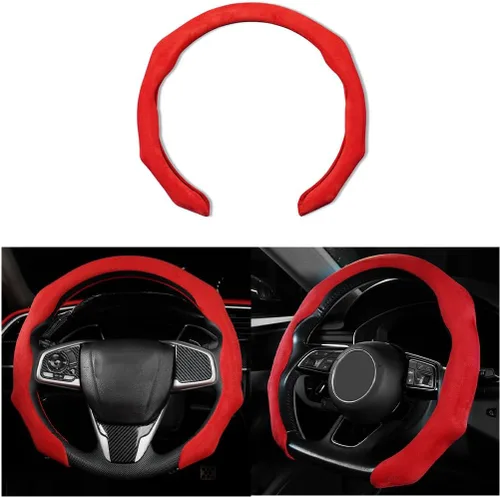 Miniatura 7 de Mandark - Funda para volante de auto de ante, protector para volante de vehículo deportivo que se ajusta a 15 pulgadas, accesorios de decoración