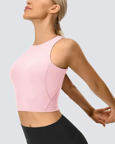Miniatura 4 de GYM RAINBOW Sujetadores deportivos acolchados para mujer, camiseta corta sin mangas de línea larga para fitness, correr, yoga, entrenamiento, tops