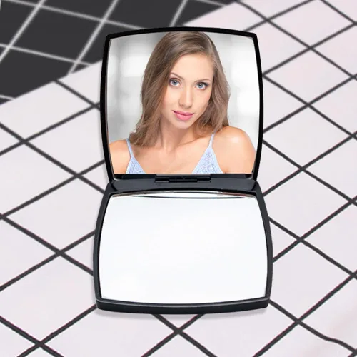 Miniatura 2 de Espejo de tocador compacto de moda para mujer, elegante espejo compacto pequeño de 2 x 1 x aumento, espejo de maquillaje plegable de doble cara