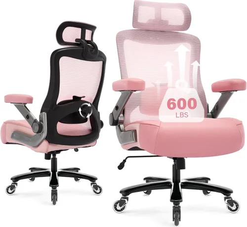 Miniatura 12 de Silla de oficina grande y alta de 600 libras, silla de computadora ejecutiva resistente con brazos abatibles 3D, ruedas grandes, silla de escritorio