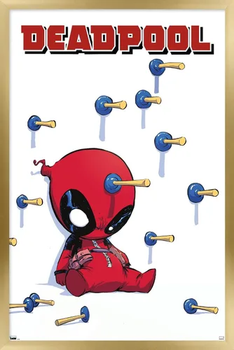 Miniatura 20 de Trends International Marvel Comics Deadpool - Póster de pared de dardos, 22.375 x 34 pulgadas, paquete de impresión premium y colgador negro