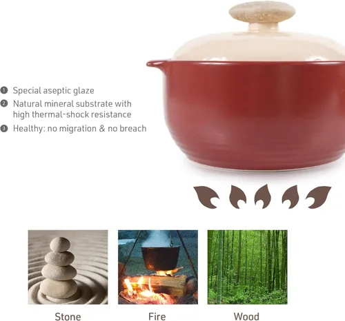 Miniatura 4 de Estufa de cerámica Neoflam Kiesel 1QT, utensilios de cocina, Kiesel, L, Ciruela