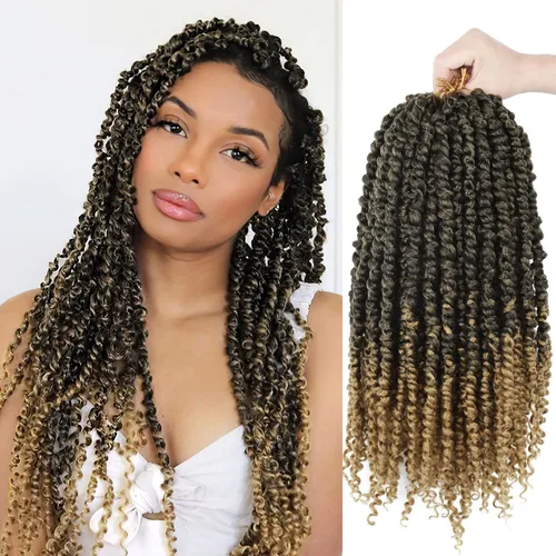 Miniatura 94 de Bileaf Cabello de Ganchillo Passion Twist Pre-retorcido de 10 Pulgadas, 8 Paquetes de Ganchillo Passion Twist, Cabello Corto Passion Twist
