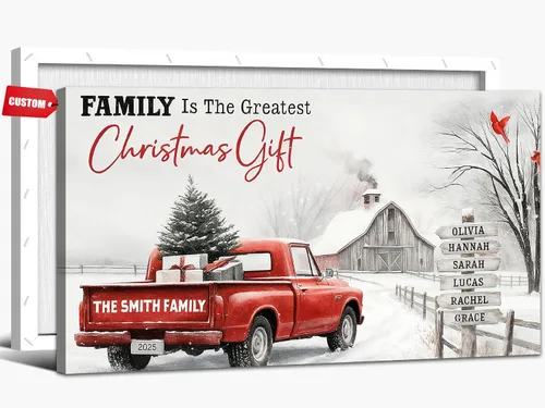 Miniatura 12 de GUTTATY Arte de pared en lienzo de Navidad personalizado, impresiones de lienzo personalizadas con apellido y señales, póster de decoración de pared