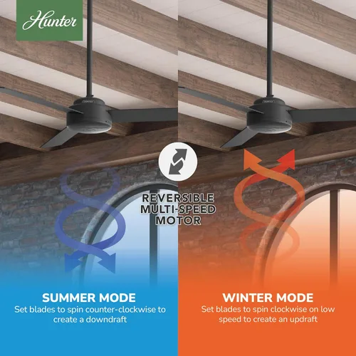 Miniatura 5 de Hunter - Ventilador de techo de 44 pulgadas para interiores sin luz - Ventilador de techo moderno sin luz, 3 aspas, montaje estándar
