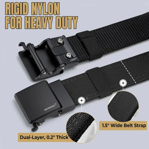 Miniatura 3 de WONDAY Men Gun Belt Concealed Carry 1.5" Rigid Stiff Work CCW EDC Tactical Ratchet Nylon Heavy Duty Belt Holster Tool Battle