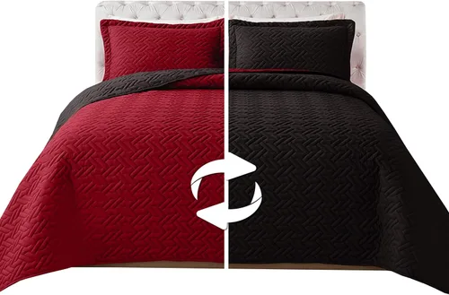 Elegant Comfort Juego de colcha reversible acolchada de 3 piezas con fundas de almohada, exquisitas costuras majestuosas para todas las estaciones,