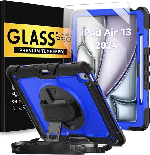 Miniatura 14 de BLOSOMEET Funda para iPad Air de 11 pulgadas M3 2025 y M2 2024 con protector de pantalla de vidrio templado y soporte para lápiz, funda para iPad