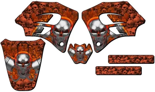 1998-2001 SX 65 Flaming Gearhead Orange Senge Graphics Base Kit Compatible con KTM